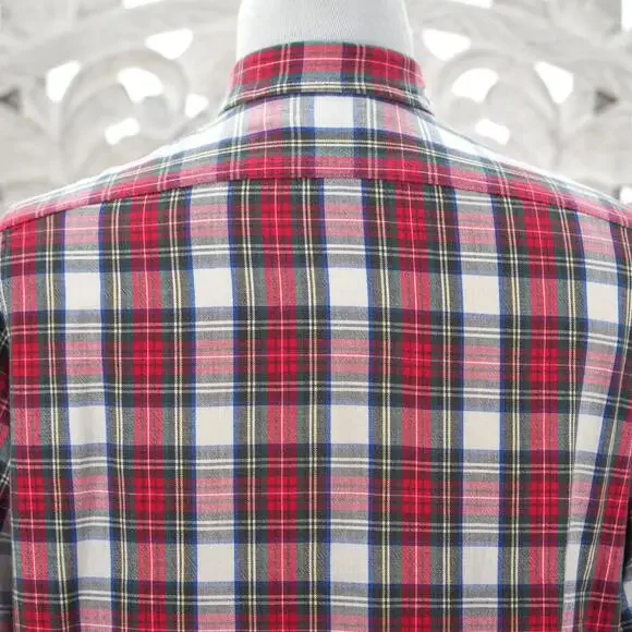 L.L. Bean Men's L Red Green Plaid Shirt Button Down Long Sleeve Cotton Vintage - Picture 11 of 12